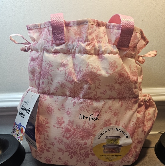 Pink on Pink floral Lunch Tote for Women - Picture 5 of 12